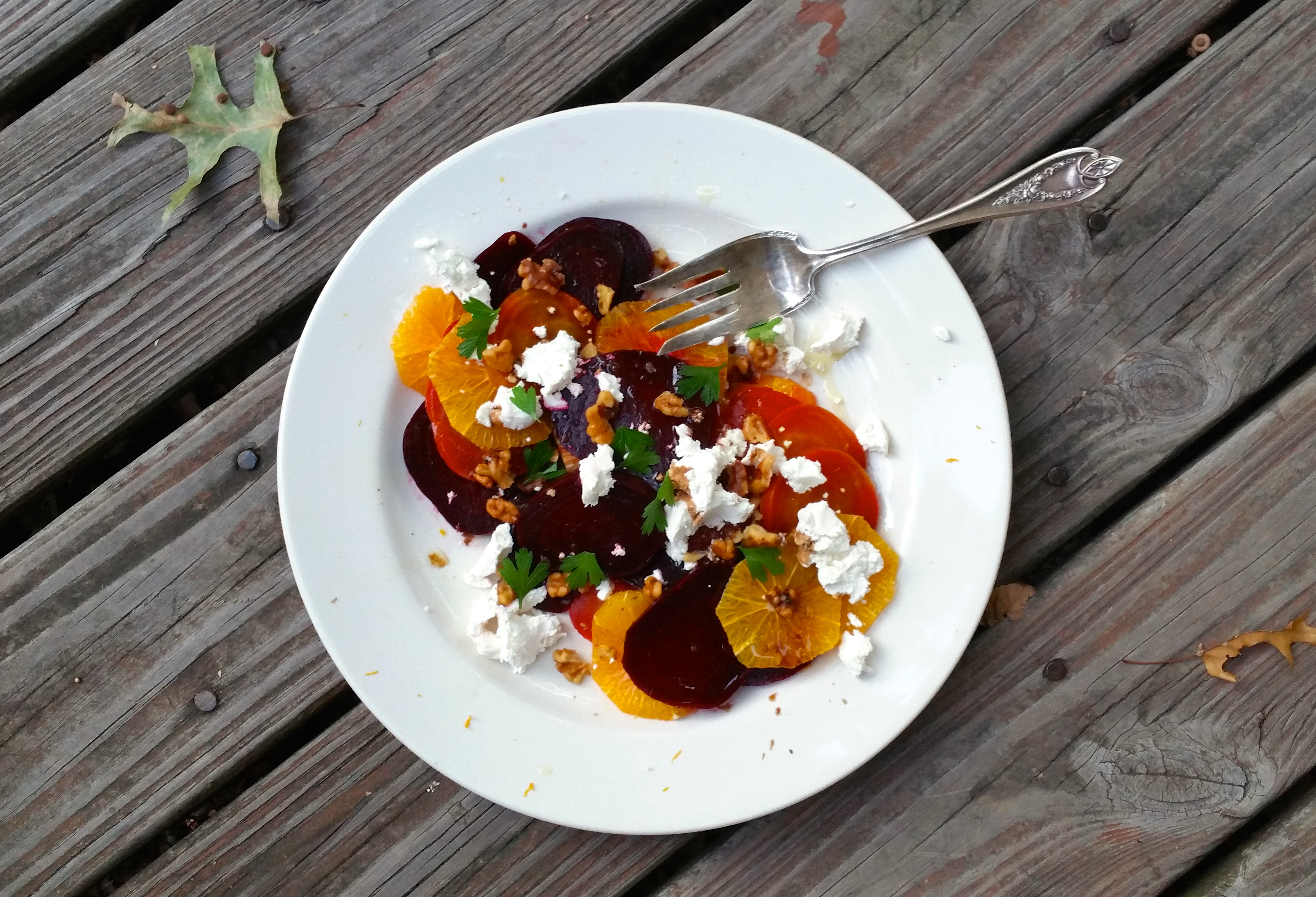 Roasted Beet Salad With Oranges, Walnuts & Goat Cheese